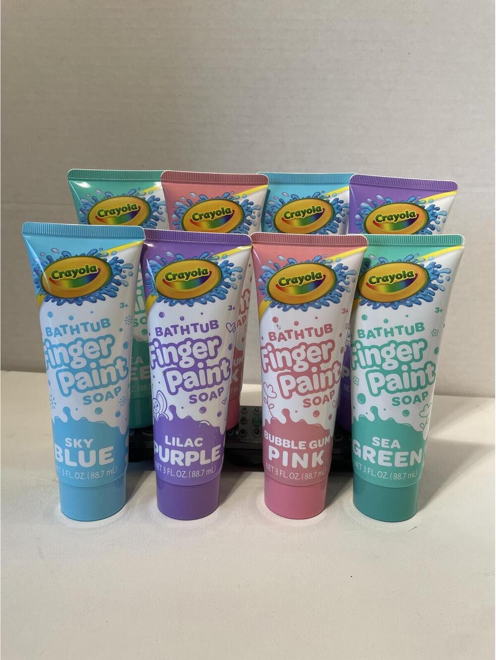 Crayola Bathtub Finger Paint Soap Set - Sky Blue, Lilac Purple, Bubble Gum Pink,